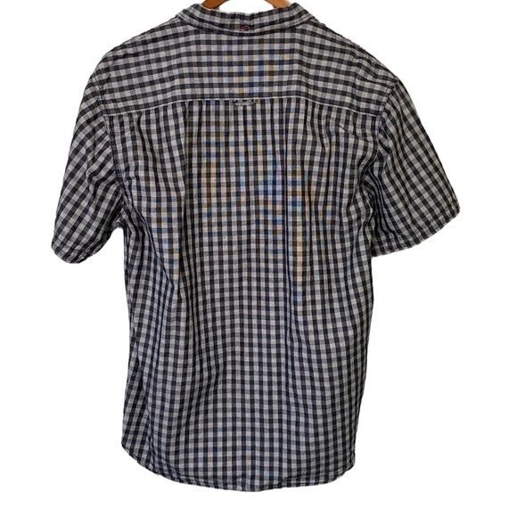 MBX Denim Wear Button Down Check Plaid Short Sleeve Shirt Cotton Chest Pocket - Picture 6 of 13